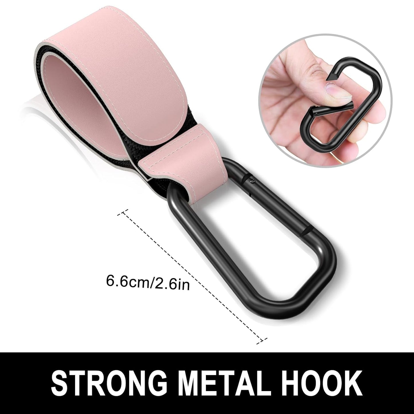Baby Stroller Hooks for Hanging Bags, Universal Stroller Clips Accessories, Mommy Hook for Diaper Bag, Shopping Cart, Purse, Backpack - 2 Pack, Pink