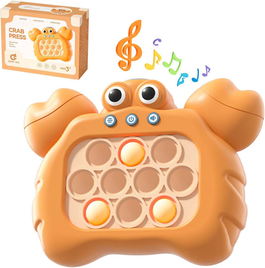 Quick Push Bubbles Pop Fidget Toy It Game, Fast Push Light Up Pop Interactive Sensory Toy, Fast Push Button Game for Kids Adult, Stress Relief Handheld Game Present Toy for 3 4 5 6 7 Years Boy Girl