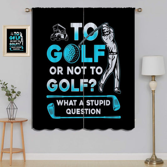 Golf Blackout Curtains for Boy Girl Room Darkening Decor,Sports Themed Golfers and Cars Bedroom Living Room Home Rod Pocket Thermal Insulated Window Curtain/Drapes Panel,84x63 Inch…