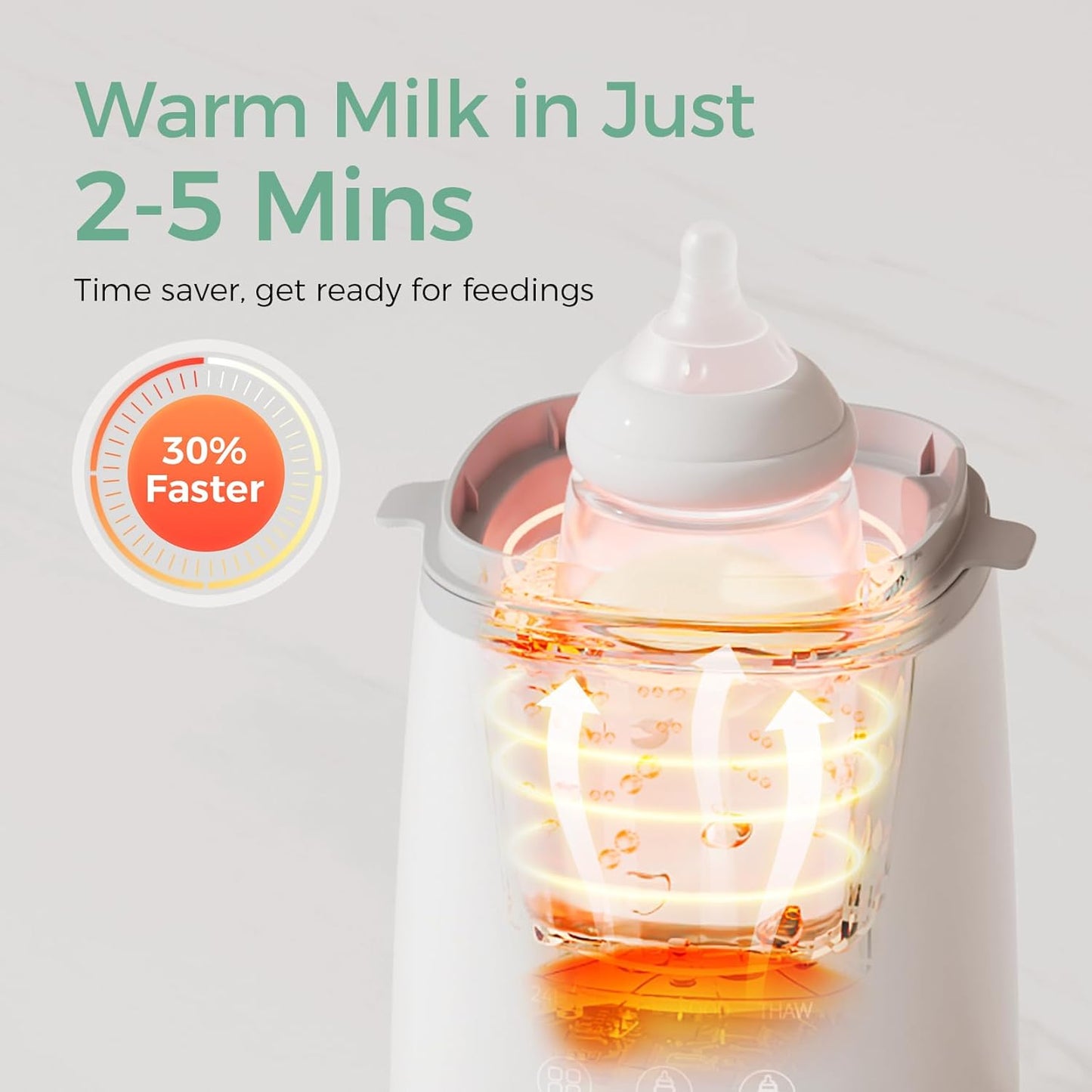 Momcozy Bottle Warmer, Fast Bottle Warmers for All Bottles with Timer, Accurate Temperature Control and Automatic Shut-Off, No Lid Required for Heating, White-Gray