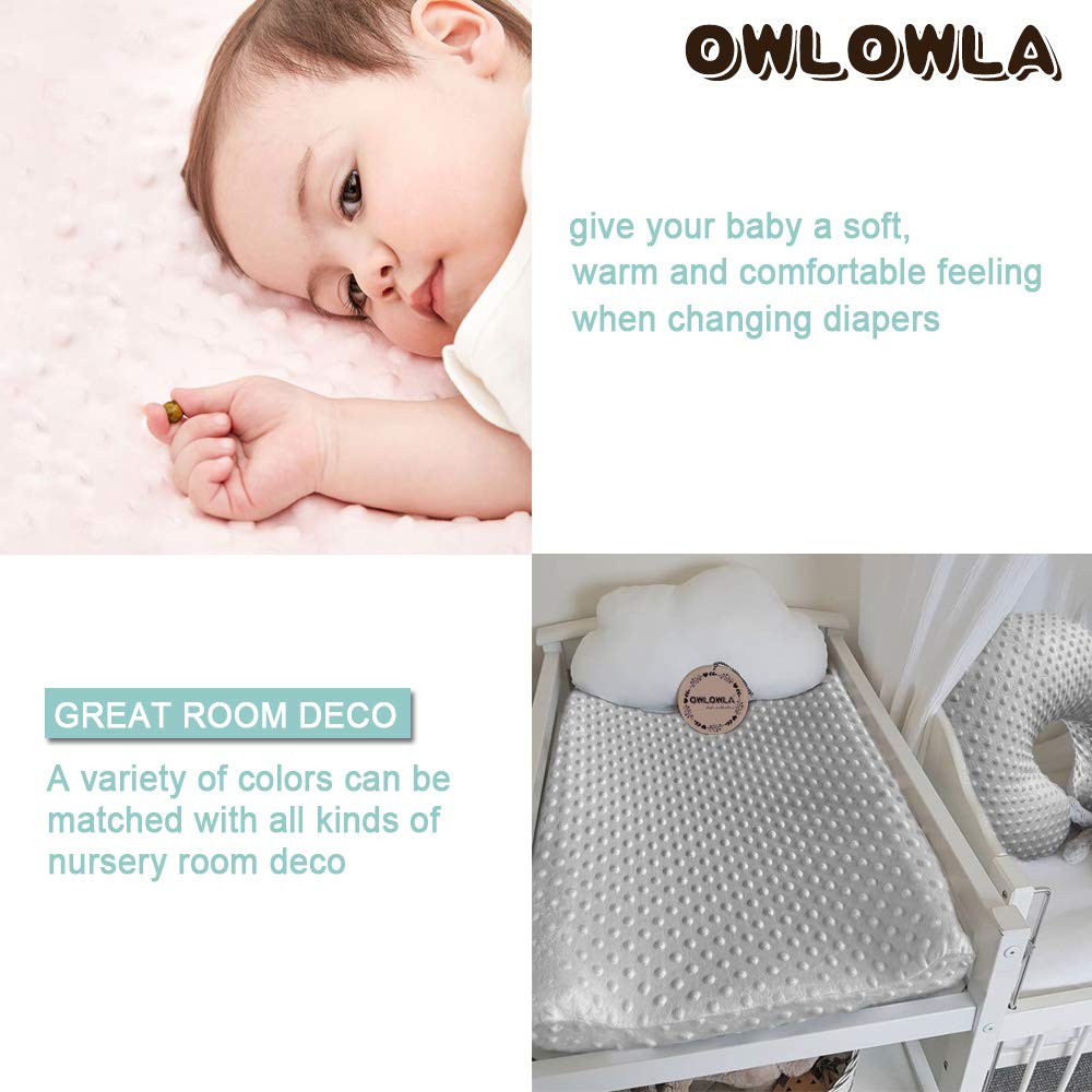 Owlowla Changing Pad Cover, Soft Minky Dots Changing Table Sheets for Baby Boy and Girl(Gray)
