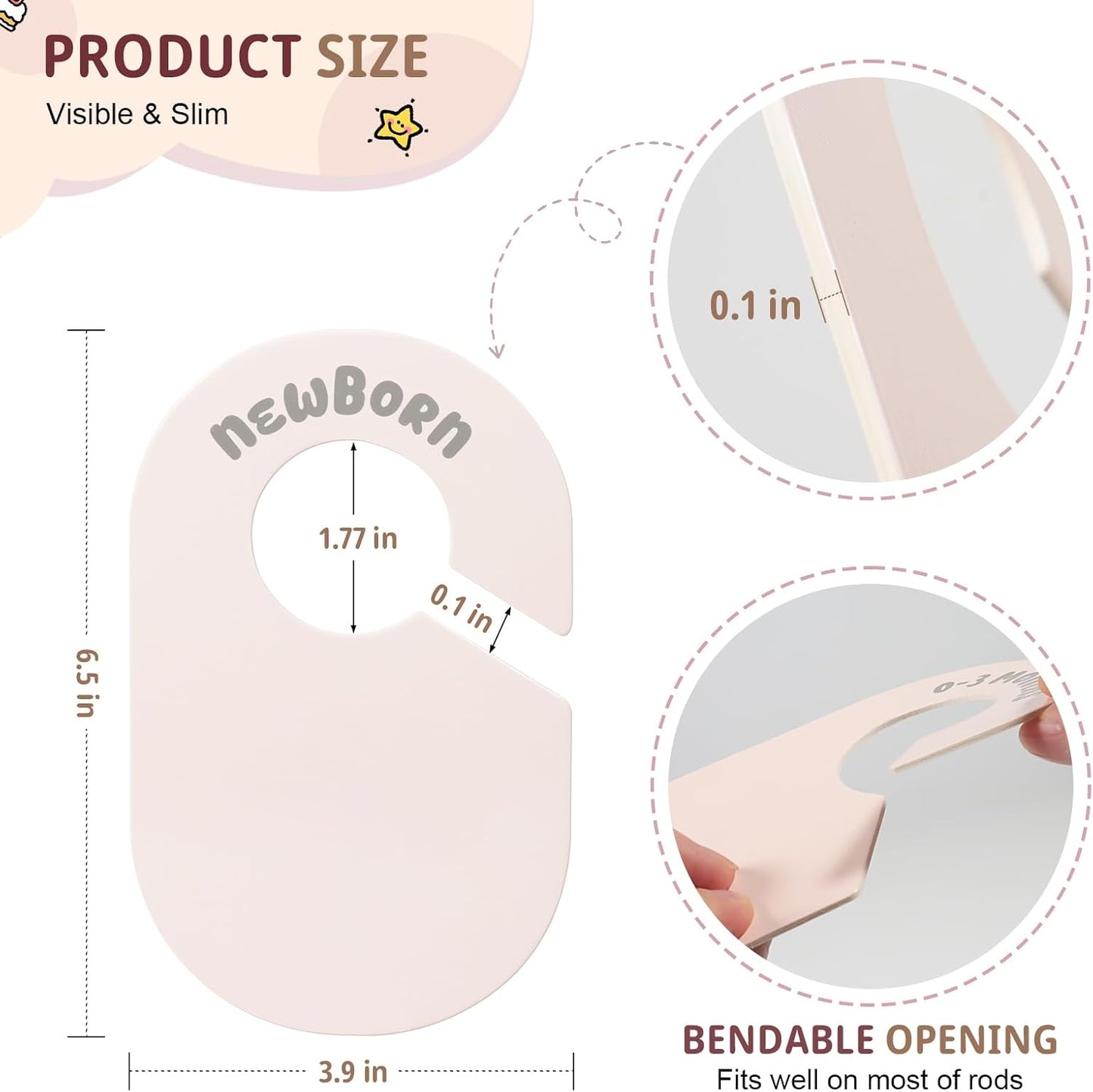 Baby Closet Dividers, Double Sided Nursery Clothes Size Separators for Newborn to 2T, Round, Neutral, 8 Pcs