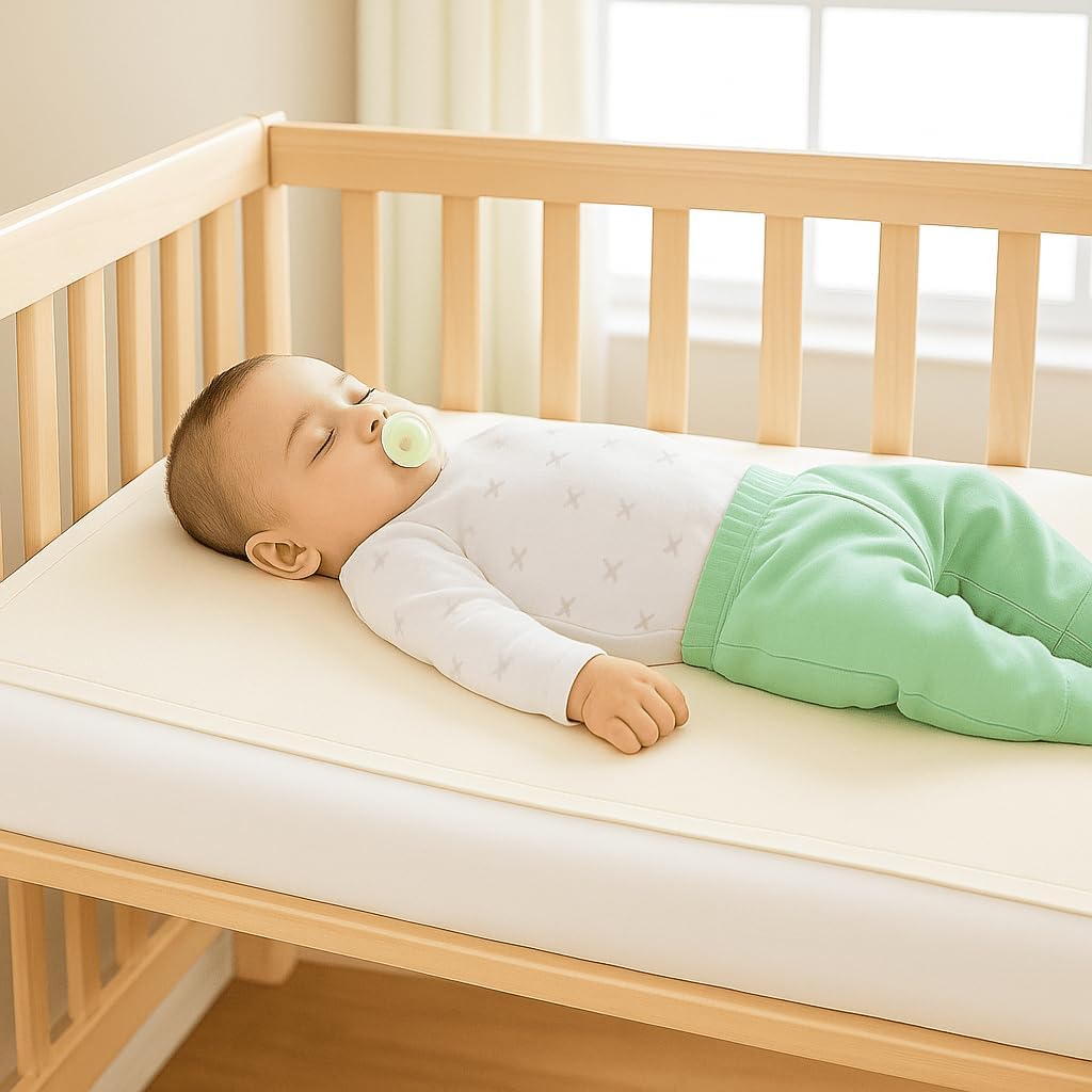 Organic Cotton Crib Mattress Protector - Water Resistant Flat Sheet Liner Pad, Skin Friendly, Chemical-Free Pure Cotton [GOTS-Certified] for Mini Sleeper (31"x18") - Made in USA