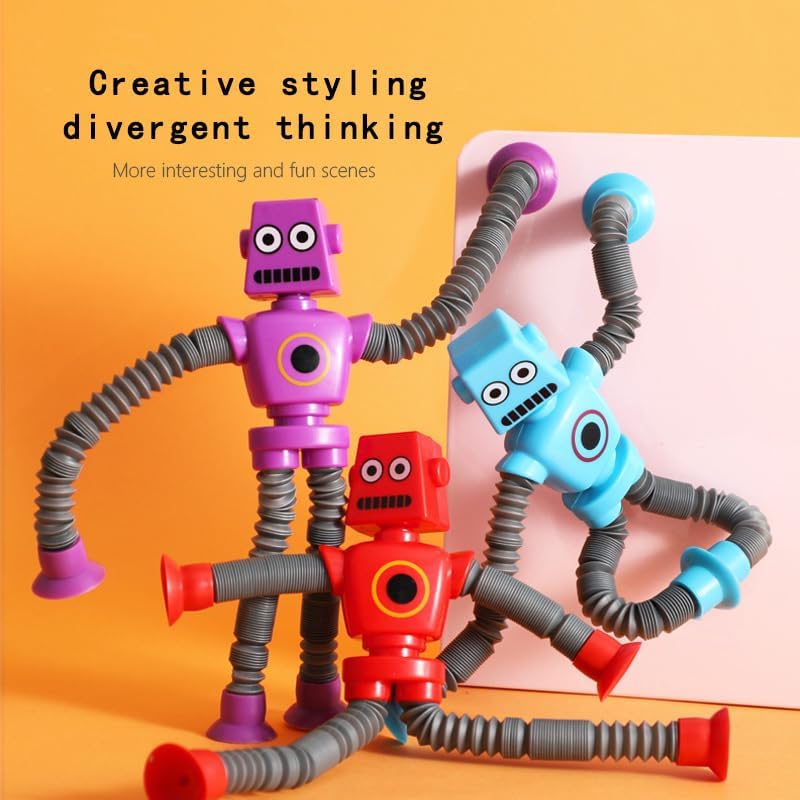 12PCS Telescopic Suction Cup Robot Toy,pop Tubes,Toys for Kids,Toddler Travel Toys,Toddler Sensory Toys,figette Toys,Fidget Toys for Kids,Treasure Box prizes,Small Toys for Kids prizes