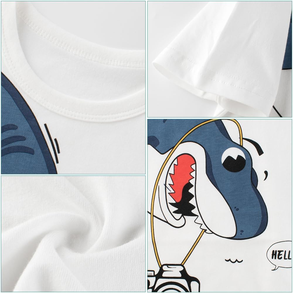 Boys' 4-Pack Excavator Short Sleeve Crewneck T-Shirts Top Tee Size 2-7 Years Toddler Boys' Value Pack Cotton T-Shirt