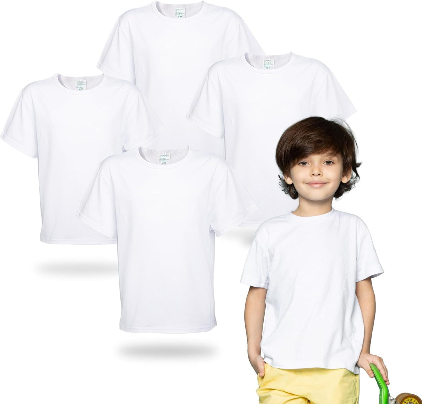 4 Pack Toddler Blank Sublimation T-Shirt,Modal Crew Neck Short Sleeve, T-Shirt for Kids Baby Children