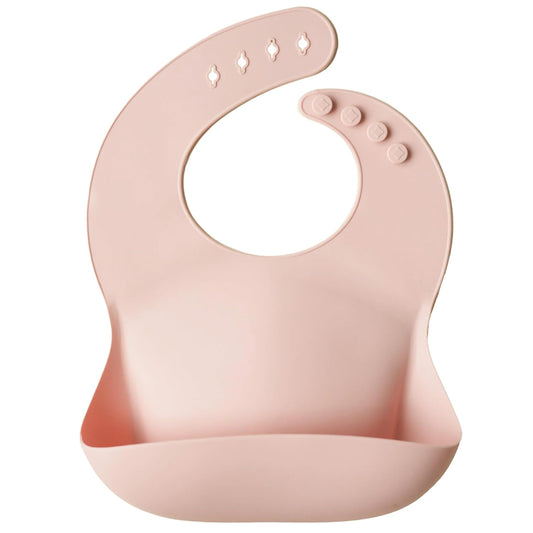 mushie Silicone Baby Bib | Adjustable Fit Waterproof Bibs (Blush)