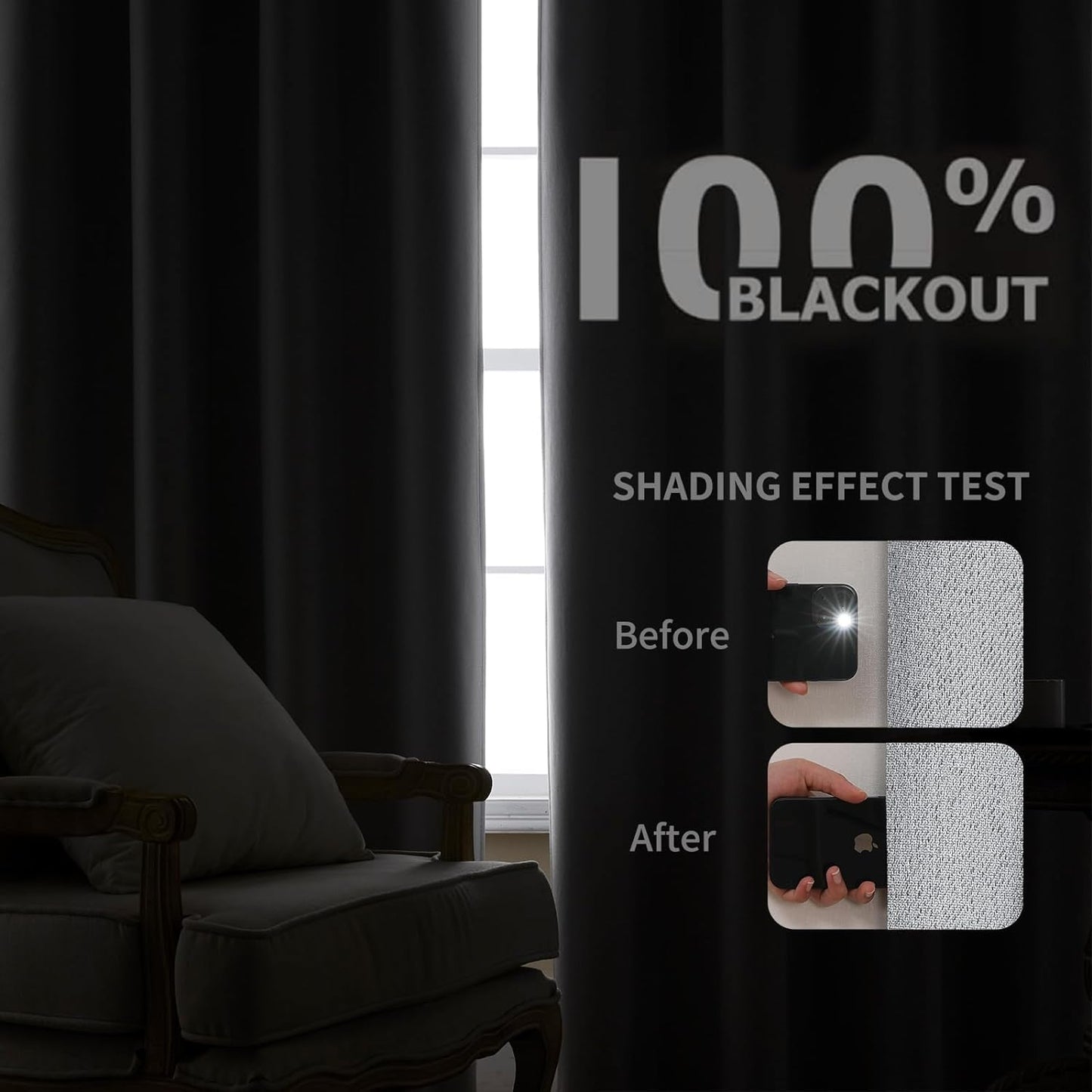 Joydeco Custom 100% Blackout Curtains 1 Panel, Grommet Thermal Insulated Curtains& Drapes, Room Darkening Drapes for Bedroom Living Room Window (Custom Size, Light Grey)