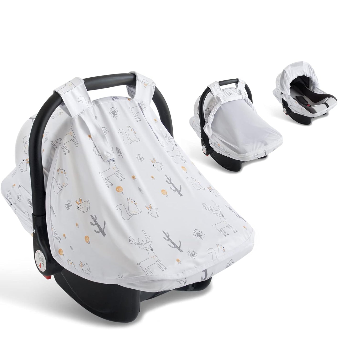 Baby Car Seat Cover, Soft Sun Shade Cover, Breathable Comfortable Privacy Carseat Canopy Protect for Newborn Infant Boys Girls (Animals)