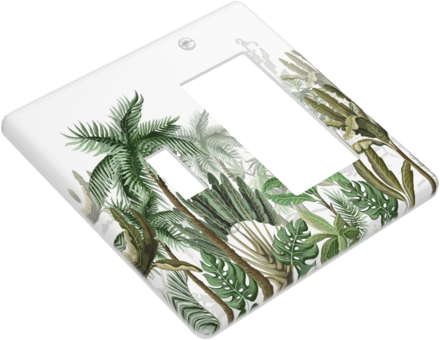 Palm Tree Banana Leaf Green Rainforest Natural Landscape Outlet Covers 1 Toggle 1 Rocker Combination Decorative Wall Plate Electrical Switch Plates Light Switch Cover Plate for Bed Room Living Room