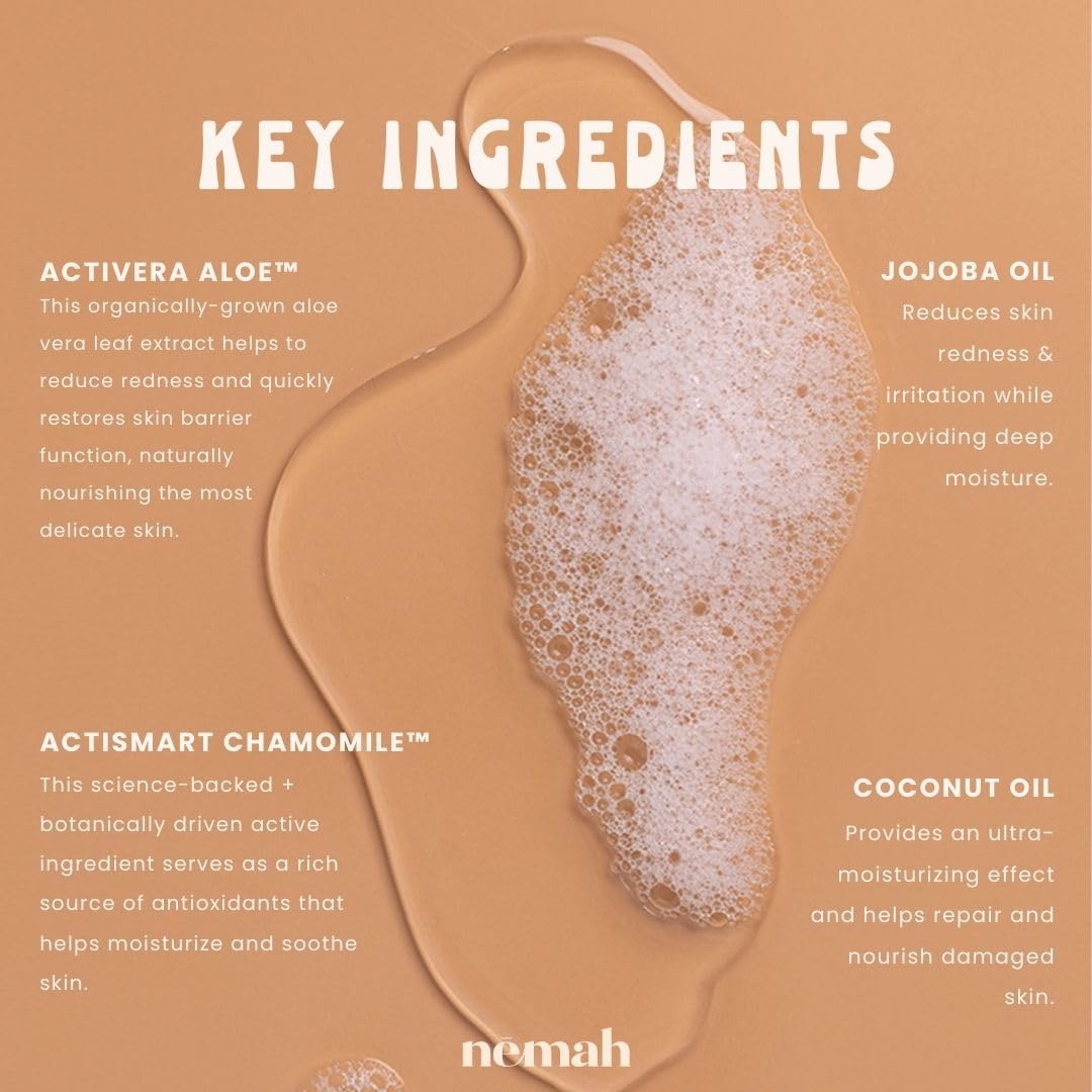 Nemah - 2-in-1 Baby Soap and Shampoo - Tear-Free Baby Body Wash and Shampoo with Actismart Chamomile, Jojoba Oil, & Activera Aloe - Vegan & Cruelty-Free - 9.8 fl. oz.