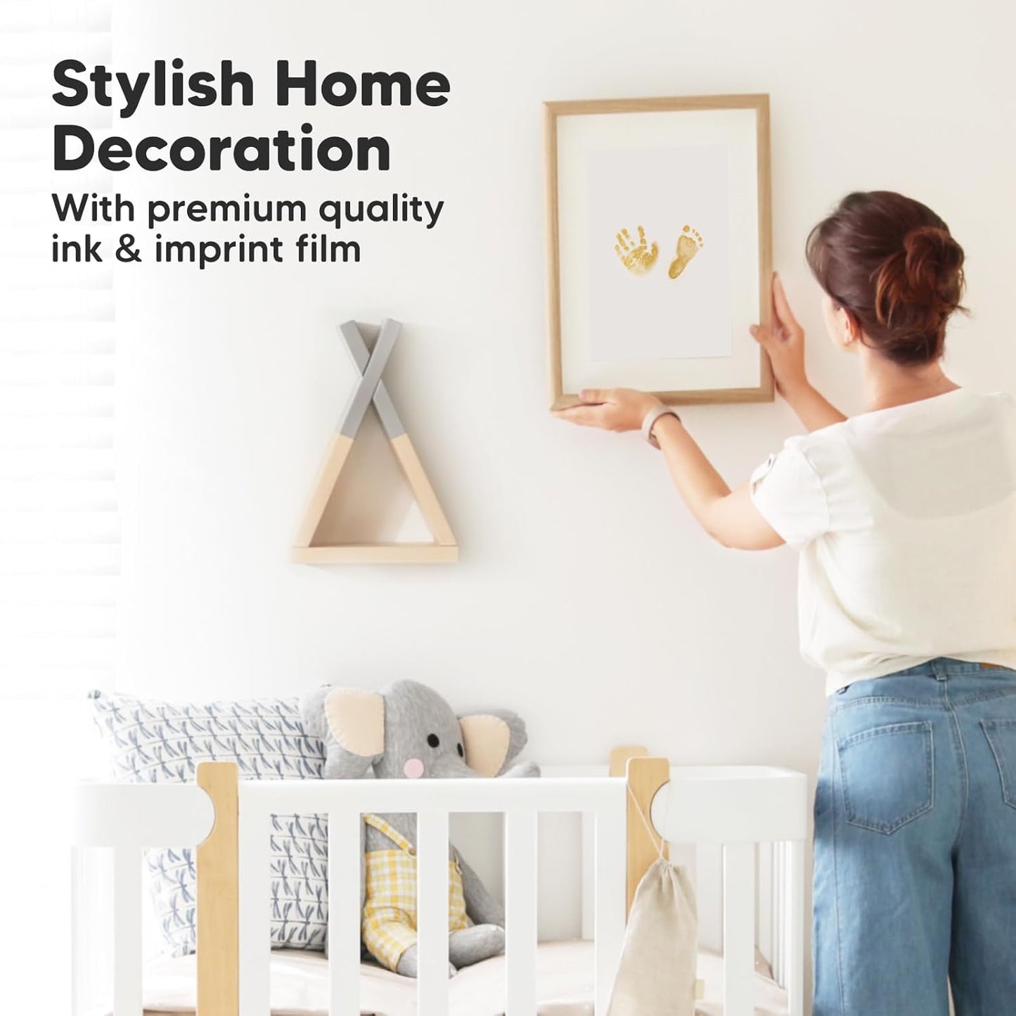 2-Pack Inkless Baby Hand and Footprint Kit - Mess Free Ink Pad for Newborn Keepsake, Dog Nose & Paw Print Kit, Clean Touch Ink Pad for Baby Hand & Footprints, Ideal New Mom Gifts (Gold)