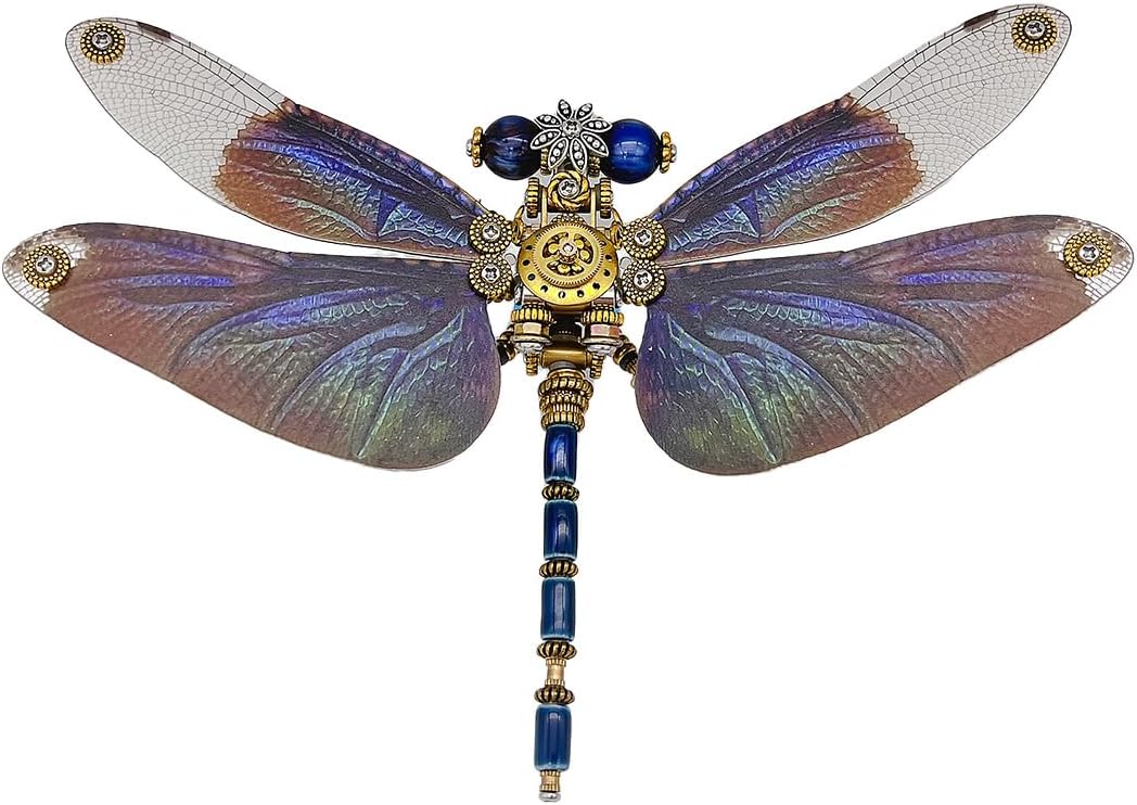 Keetopteep 3D Metal Puzzle for Adults, 200 Pieces Mechanical Dragonfly DIY Assembly Kit to Build, 3D Puzzle Handmade Craft Desk Ornament Toys (Color3)