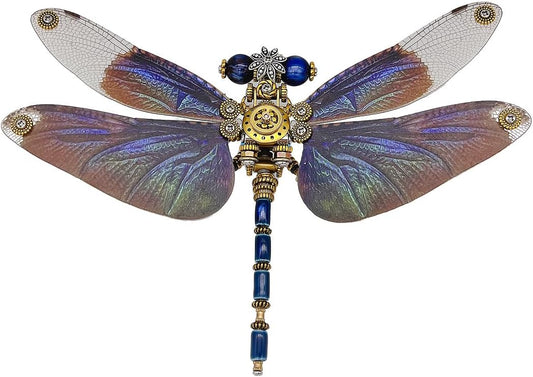 Keetopteep 3D Metal Puzzle for Adults, 200 Pieces Mechanical Dragonfly DIY Assembly Kit to Build, 3D Puzzle Handmade Craft Desk Ornament Toys (Color3)