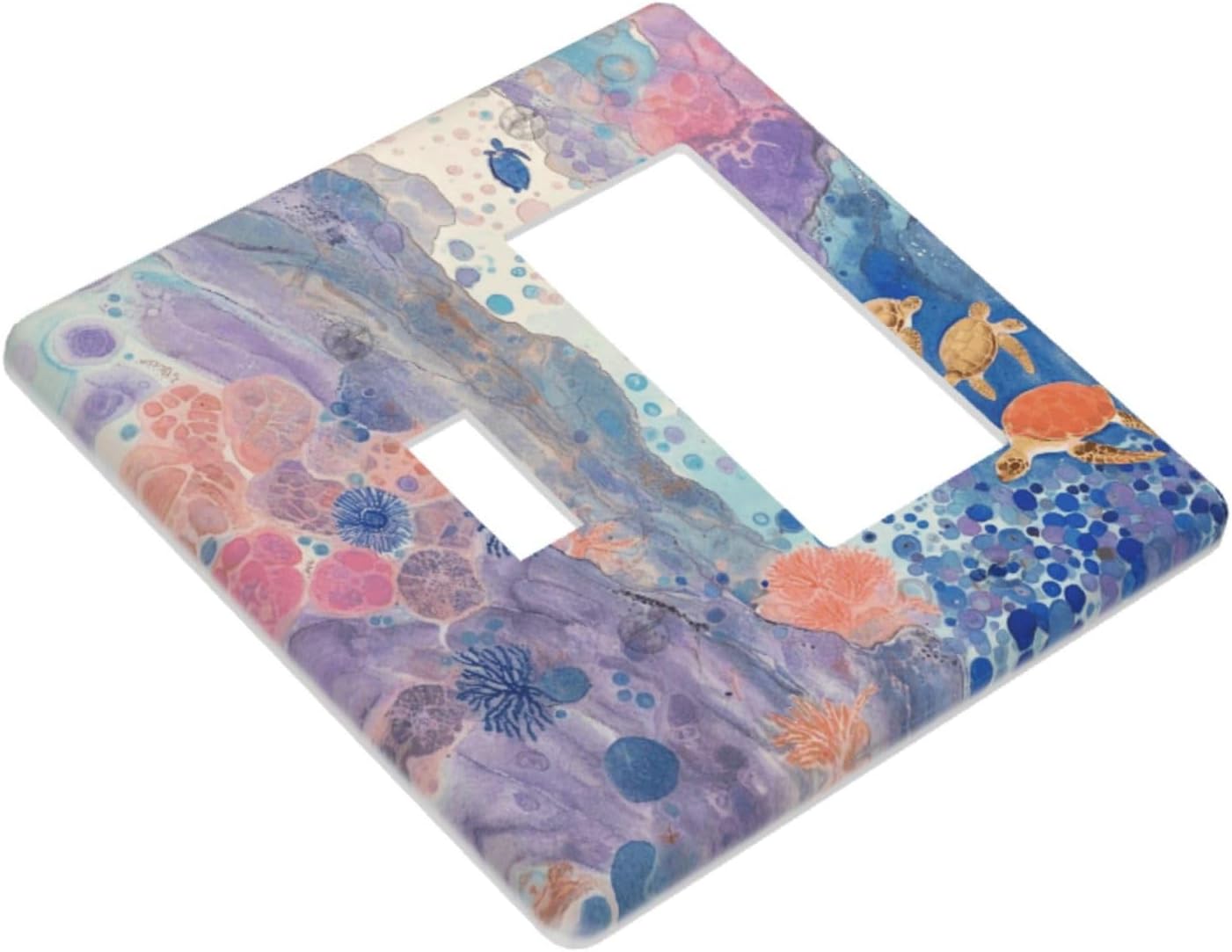 Turtle Coral Fish Watercolor Colorful Underwater World Outlet Covers 1 Toggle 1 Rocker Combination Decorative Wall Plate Electrical Switch Plates Light Switch Cover Plate for Kids Room Home Decor