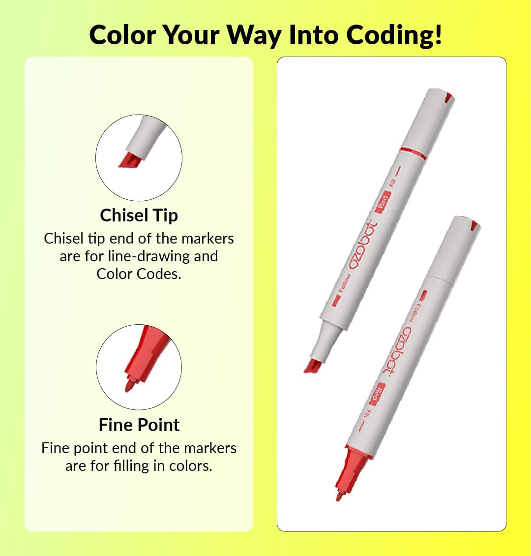 Color Coding Markers: Color Variety for Creative STEM Education, Ideal for Classroom & Home, Enhances Problem-Solving & Critical Thinking Skills, Suitable for Ages 6+, Dual-Sided, 5-Pack