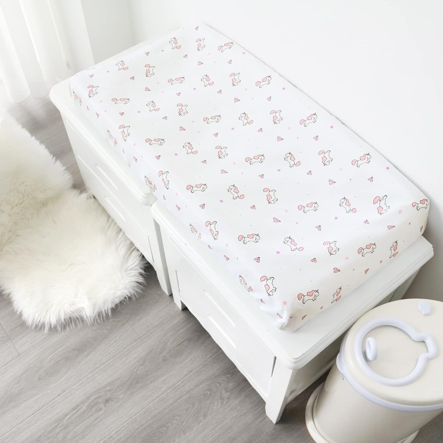 Changing Pad Cover for Girls 4 Pack, Comfy & Breathable Changing Table Cover for 32''x16" Changing Table Pads, Diaper Changing Pad Cover, Pink