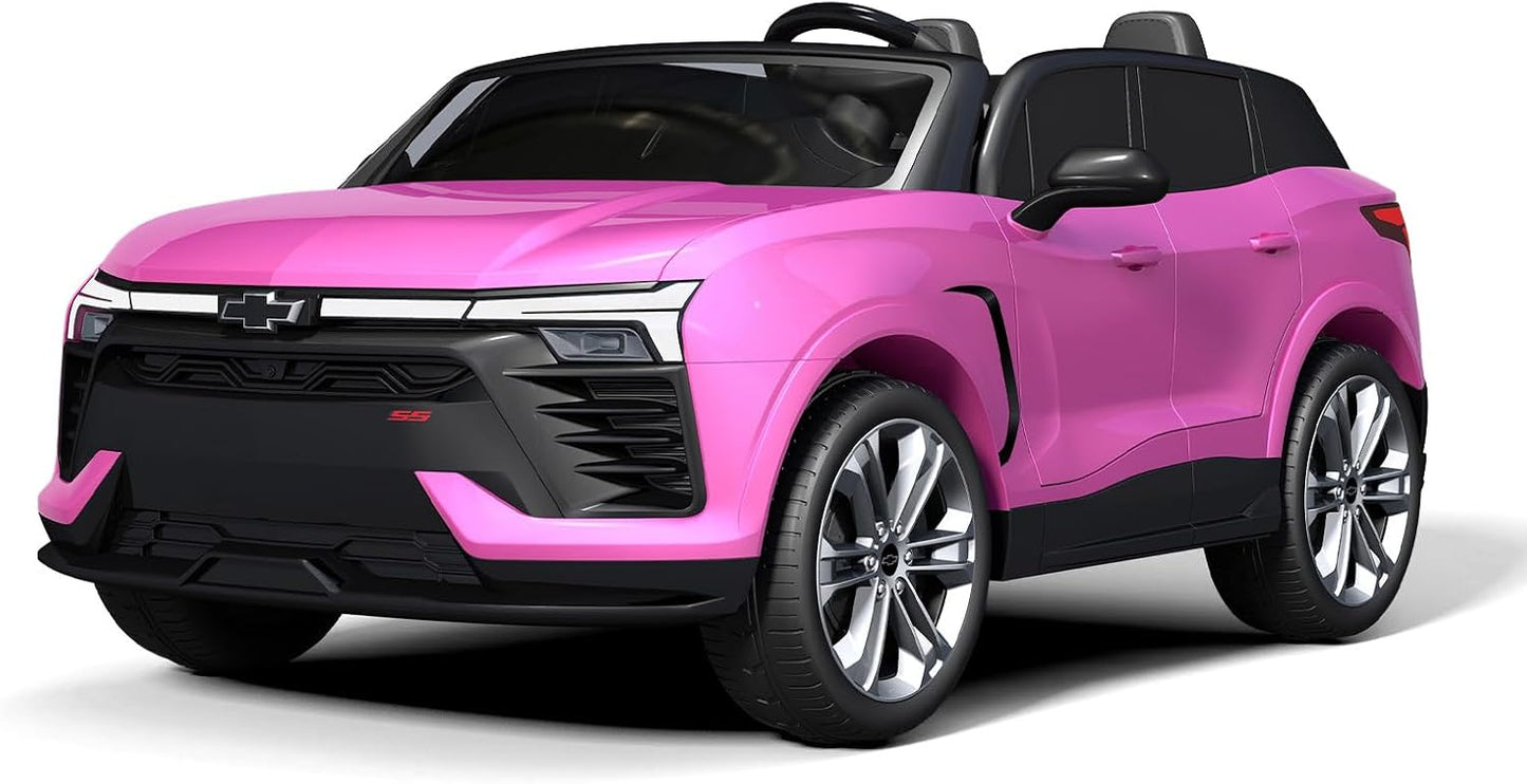 Jojoka Baby Car 24V 2-Seater SUV Licensed Chevrolet Blazer Ride On Toy w/Parent Remote Control,4xSpring Suspension, Wireless Music, Electric Vehicle Car for Kids Ages 3-8,Pink