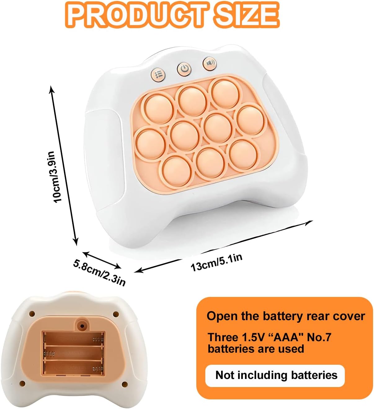 Quick Push Puzzle Game Machine Pop Fidget Light-Up Squeeze Poppet Sensory Toy Educational Push Pop Bubble Toy Stress Relief Party Favors Puzzle Game for Kids Teens Adults (White)