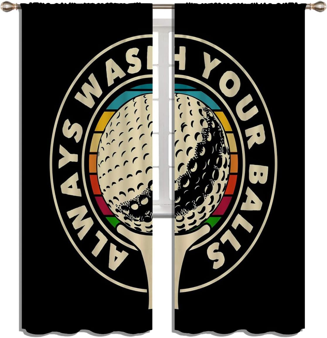 Golf Blackout Curtains for Boy Girl Room Darkening Decor,Sport Theme and White Motto Dark Background Bedroom Living Room Home Rod Pocket Thermal Insulated Window Curtain/Drapes Panel,84x72 Inch…