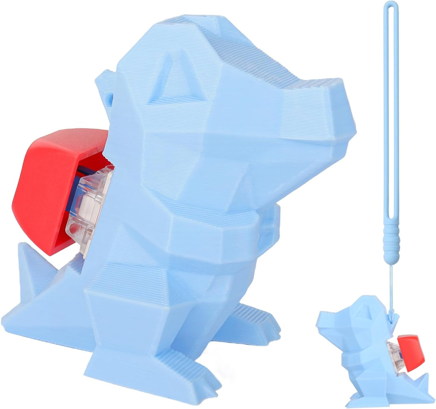 3D Printed Dinosaur Keyboard Fidget Toy for Adults Clicker Keychain Sensory Toys for Anxiety Stress Relief (Blue Dinosaur)