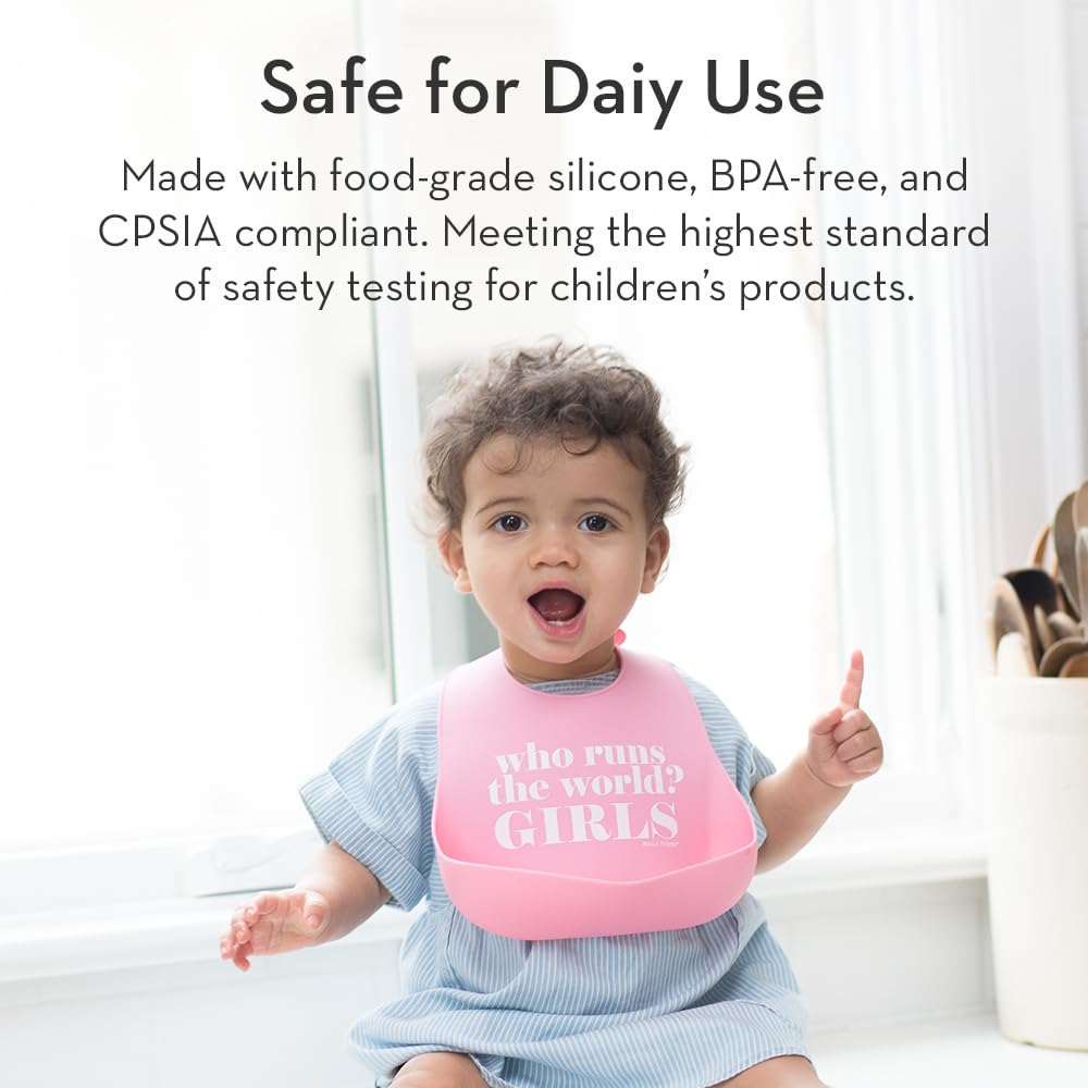 Baby Bib for Eating by Bella Tunno, Waterproof Silicone Bib with Large Food Catcher, Adjustable Fit for Babies 4-12 months & Toddlers 1-3 Years, Boys & Girls, Baby Bro