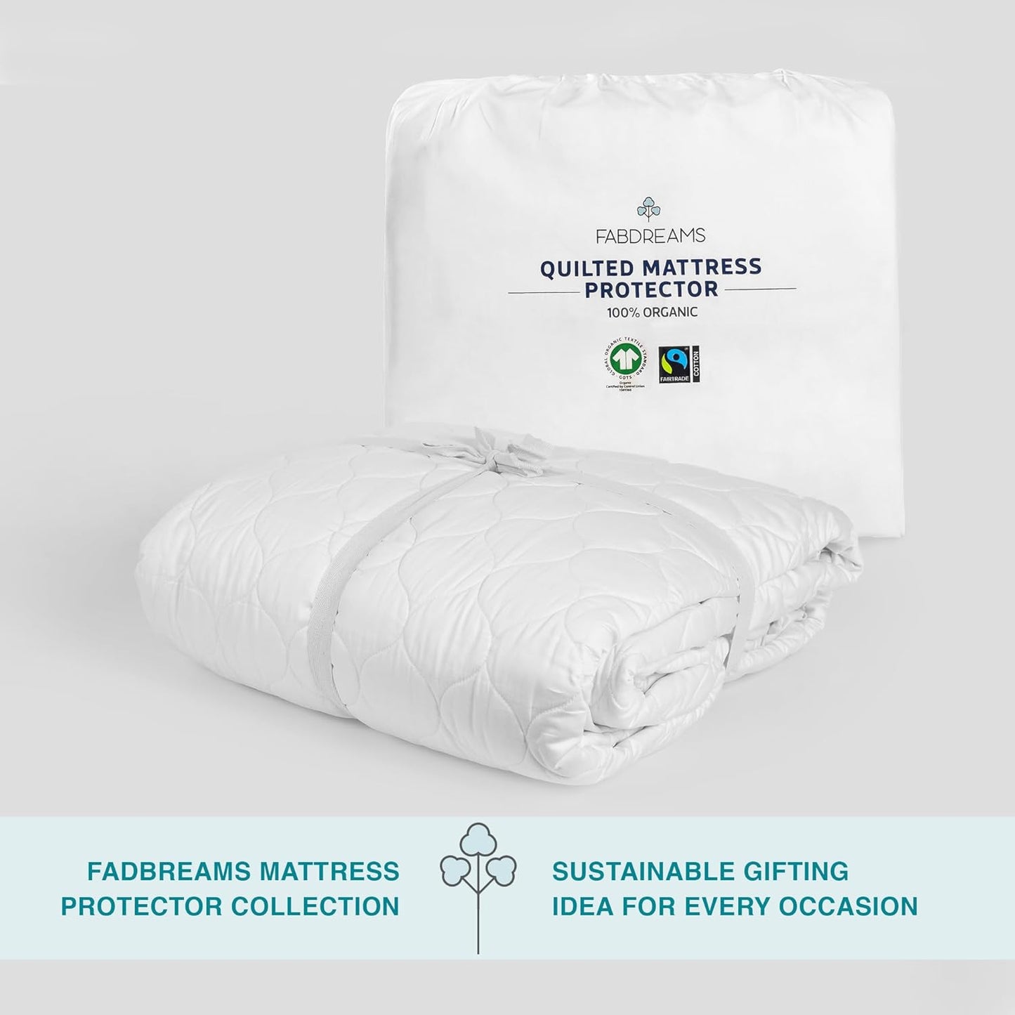 FABDREAMS Organic Quilted Mattress Protector Full Size | Mattress Pad| Mattress Cover| Naturally Breathable | Noiseless| Fits up to 17" Deep Pockets| Temperature Regulating | Full | White