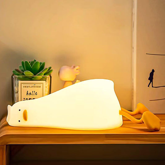 Kids Night Light, Lying Flat Duck Cute Night Light for Kids, Premium Silicone Nursery Nightlight, Touch Control, Type-C Rechargeable, Duck Lamp