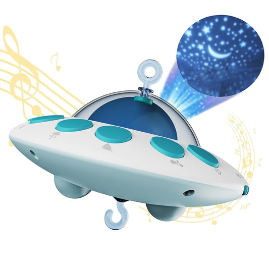Eners Crib Mobile Music Box, Baby Mobile Spinner with Lights, Rotation, Moon and Star Projection, Crib Toys Attachments for Boys Girls (Music Box Blue)