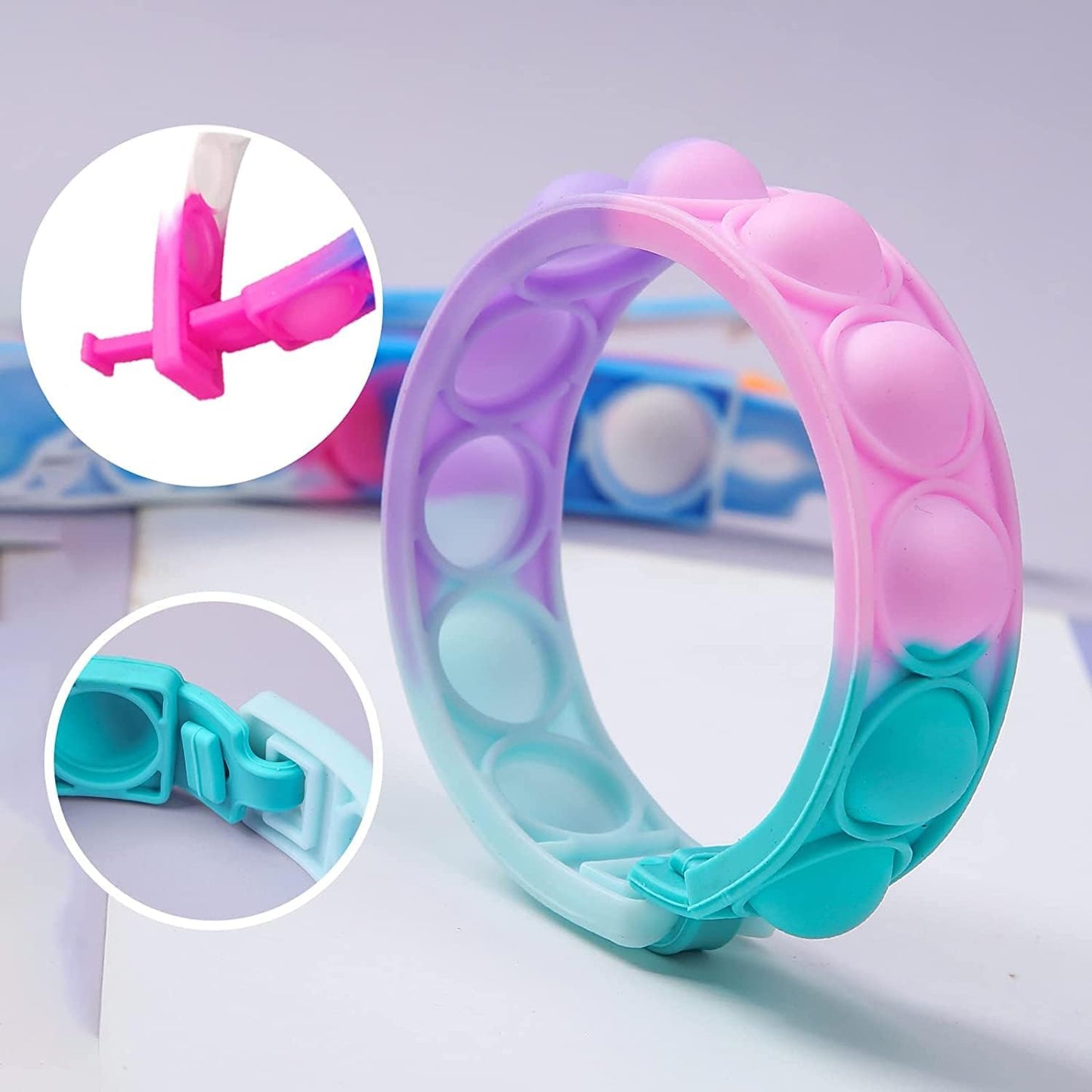 Pop Bracelet Fidget Toy, 20Pcs Multi-Color Bracelet Popular Wristband Fidget Watch is Suitable for Children and Adults Stress and Anxiety Relief Wristband (20 PCS)(pop toy)