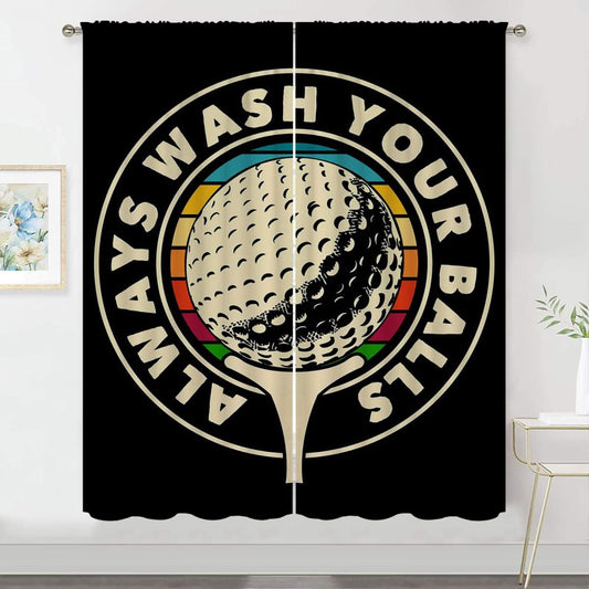 Golf Blackout Curtains for Boy Girl Room Darkening Decor,Sport Theme and White Motto Dark Background Bedroom Living Room Home Rod Pocket Thermal Insulated Window Curtain/Drapes Panel,63x63 Inch…