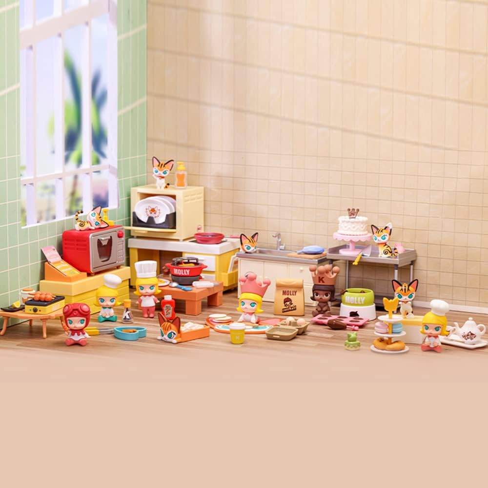 POP MART Molly Cooking Prop Blind Box Figures, Random Design Box Toys for Modern Home Decor, Collectible Toy Set for Desk Accessories, 1PC