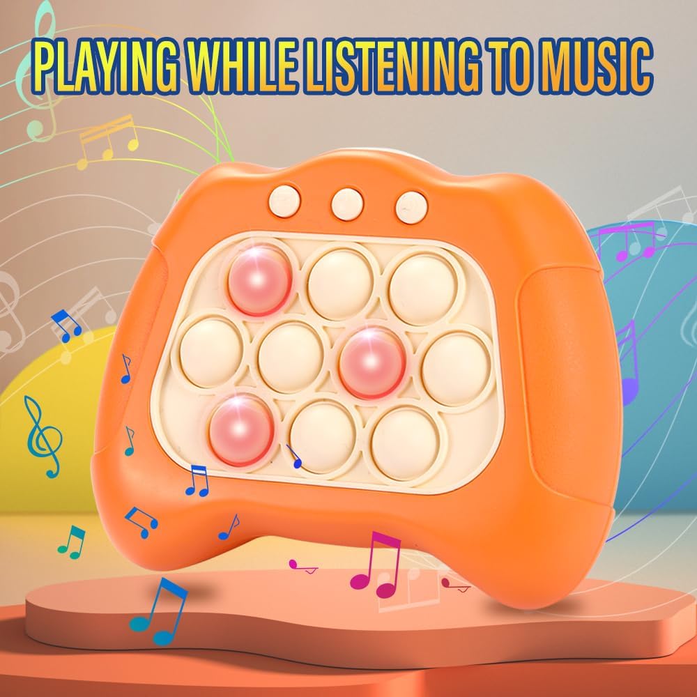 Fast Push Bubble Game, Quick Push Pop Game, Quick Push Toy with Lights, Pop Fidgets Game Toys, Fun Stress & Anxiety Relief Games Toys (Orange)