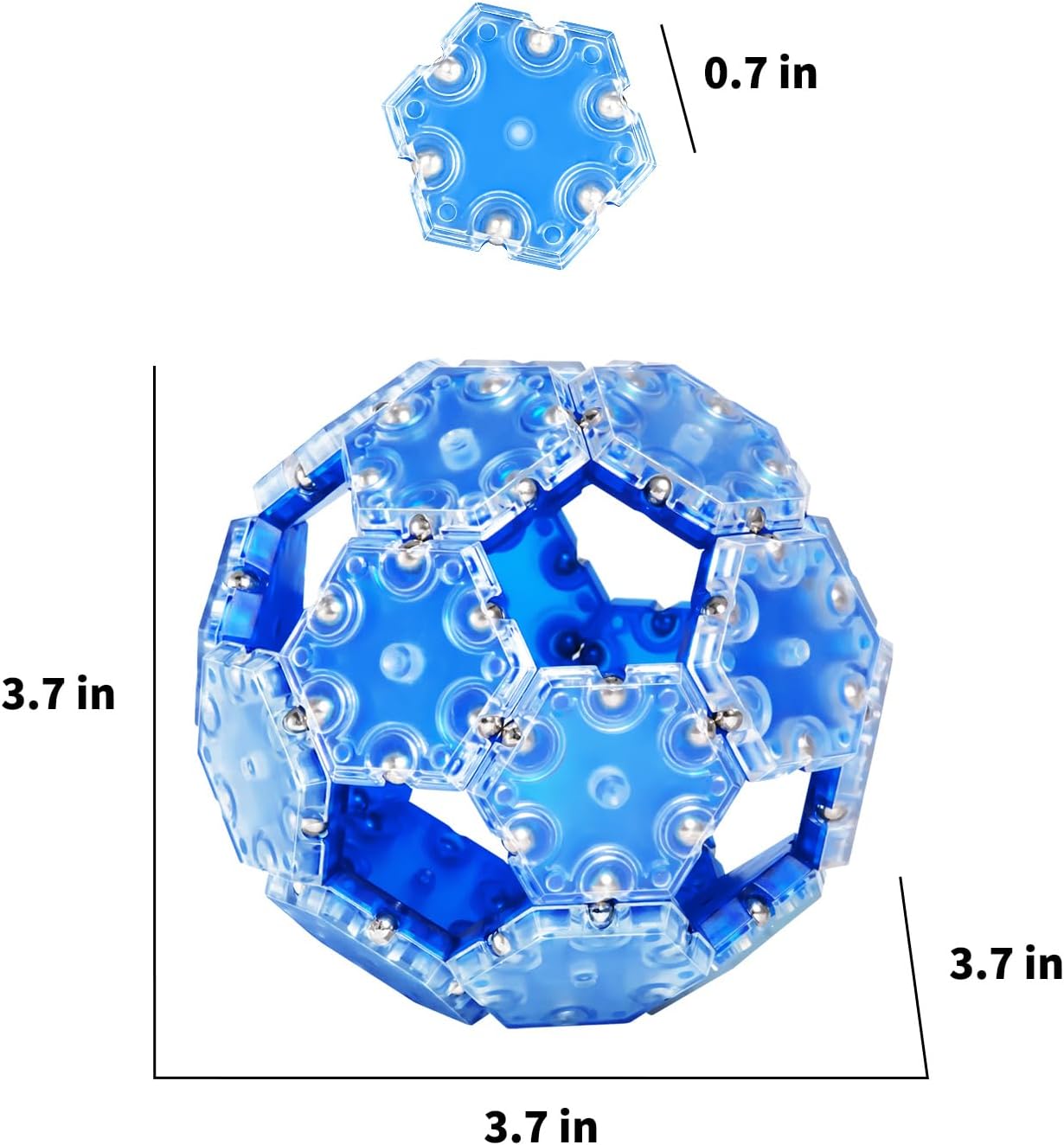 Fidget Sphere Toys of 20-Piece Set Hexagons Fun Executive Desk Toy Puzzles for Adults 14+ Years Old Boys and Girls-Fidget Blocks 3D-Blue Hexagon