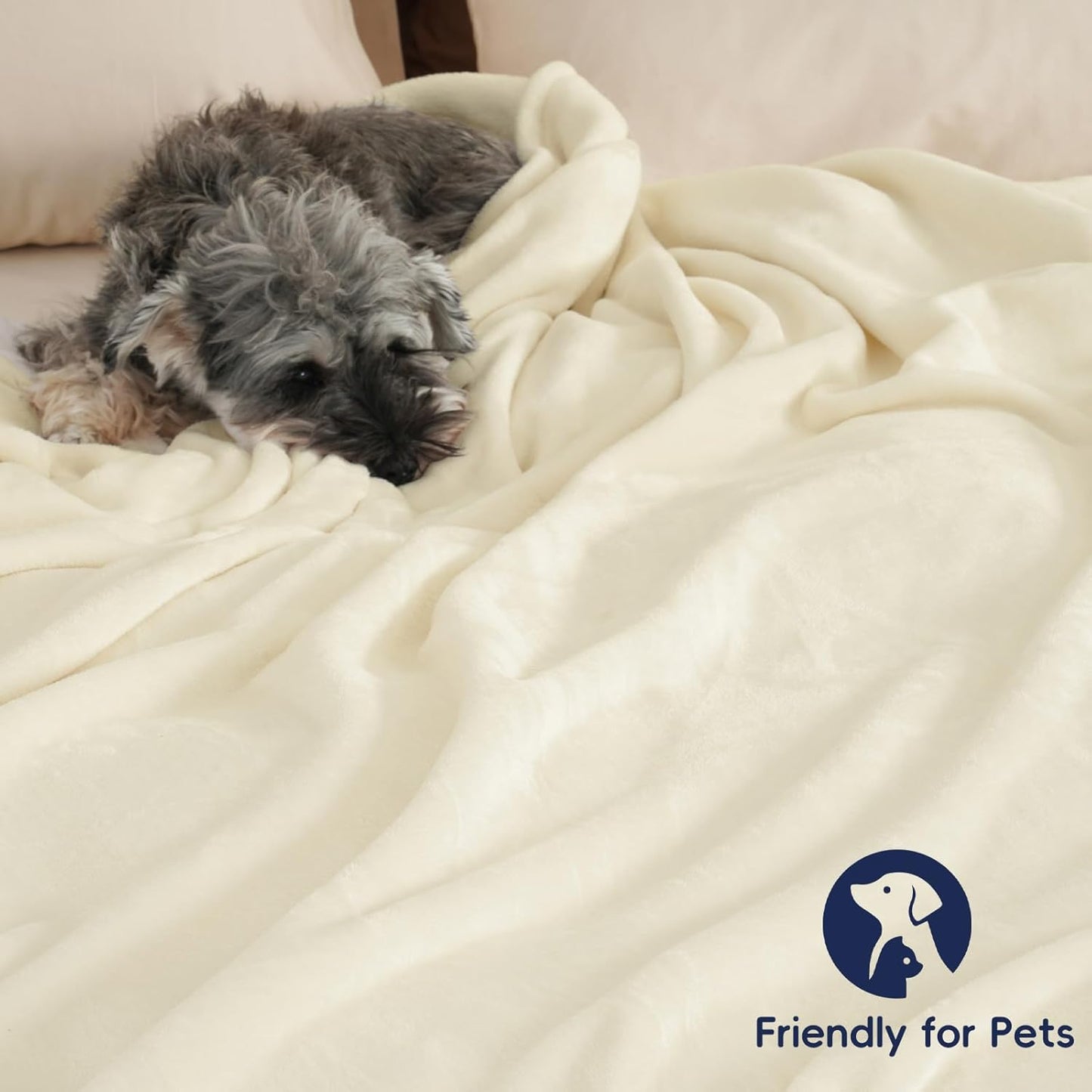 PHF Ultra Soft Fleece Blanket King Size, No Shed No Pilling Luxury Plush Cozy 300GSM Lightweight Blanket for Bed, Couch, Chair, Sofa Suitable for All Season, 108" x 90", Cream