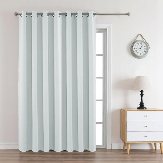 Joydeco White Curtains 95 Inches Long 1 Panel, Thermal Insulated Long Curtains& Drapes 1 Piece, Room Darkening Grommet Drapes for Living Room Bedroom Window (W70 x L95 Inch, Greyish White)
