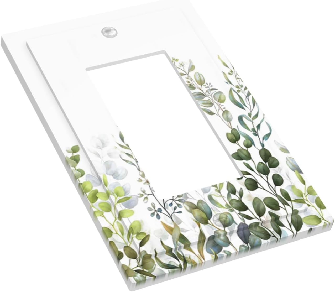 Green Eucalyptus Leaf Plant Herbs Springnature Decorative Outlet Covers 1 Gang Single Rocker Light Switch Cover Plate Wall Plates GFCI Faceplate for Bed Room Living Room Decor