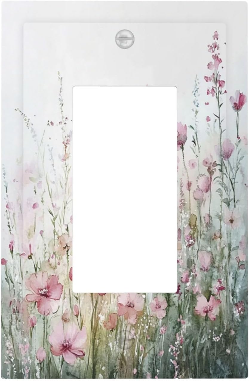 Decorative Outlet Covers Wildflower Botanical Watercolor Floral 1 Gang Single Rocker Light Switch Cover Plate Wall Plates Gfci Faceplate For Bed Room Living Room Decor