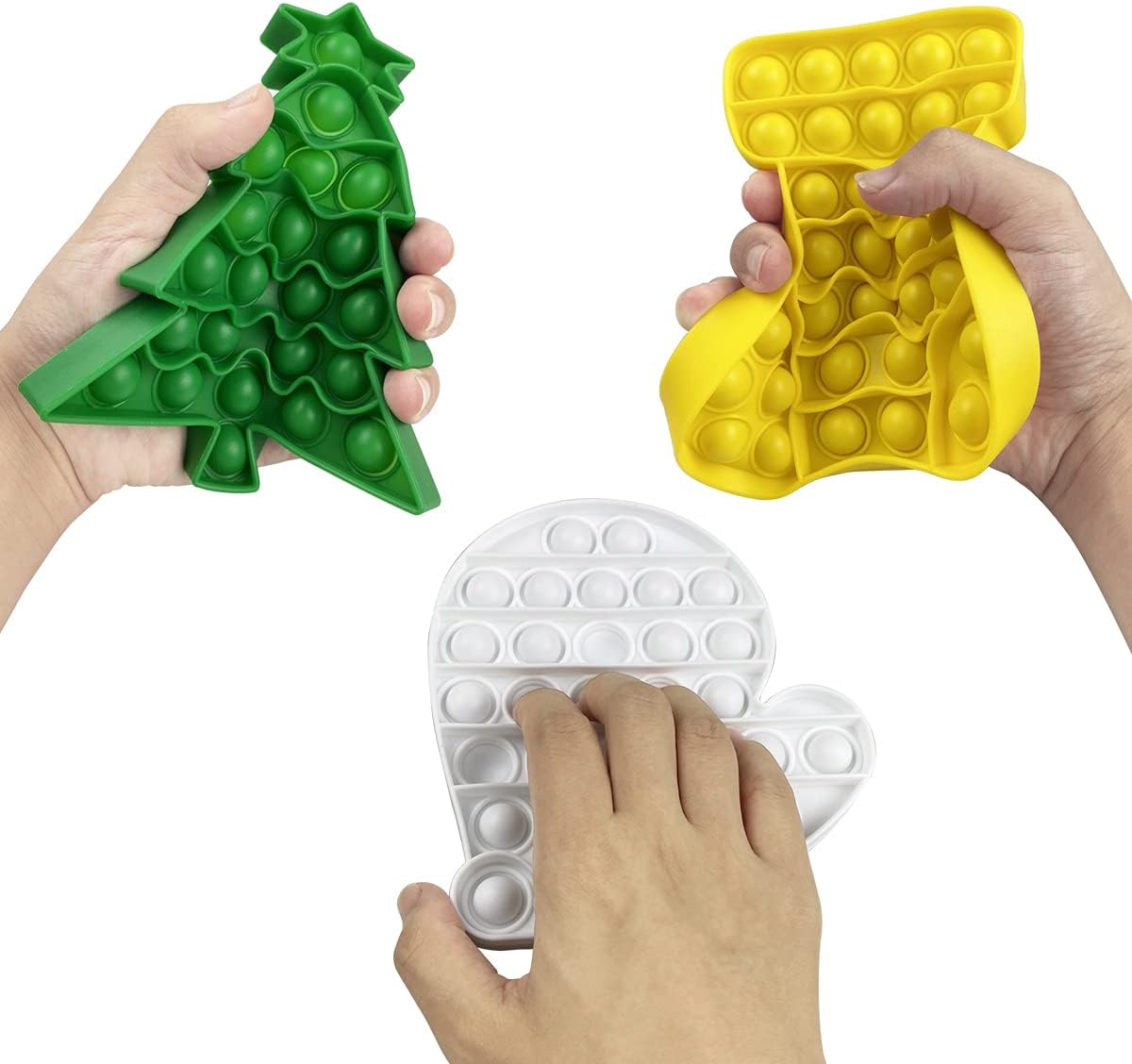 Jofan 4 Pack Christmas Fidget Sensory Pop Toys Pack for Kids Girls Boys Toddlers Christmas Stocking Stuffers Party Favors Gifts Stress Relief