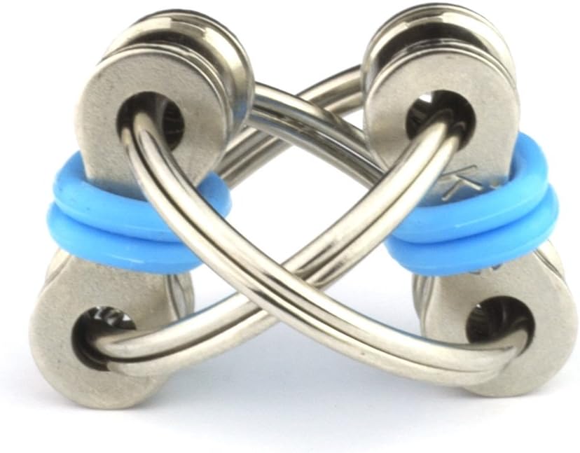 Tom's Fidgets Original Flippy Chain Fidget Toy - Perfect for ADHD, Anxiety, and Autism - Bike Chain Fidget Stress Reducer for Adults and Kids (2, Blue)