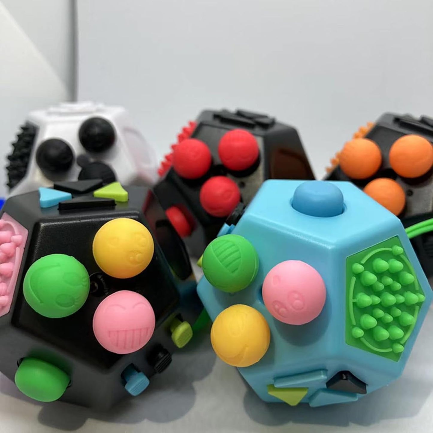 Fidget Toys Cube Relieve Stress Anti Anxious Depression 12-Sided Cube for Children and Adults with ADHD ADD OCD Autism Creative Toy (Green Pink Black-B2)