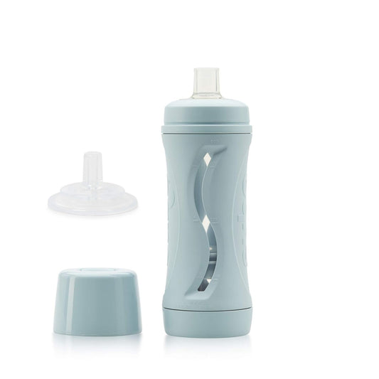 Subo Baby Food Bottle Starter Set | No Mess Baby Toddler Self Feeder | Squeeze Free Design for Purees, Smoothies, Yogurt, Oatmeal, or Thickened Liquids | Reusable Silicone Washable Cup (Duck Egg Blue)