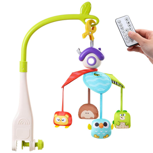 CUTE STONE Baby Crib Mobile with Music and Lights, Nursery Crib Mobile with Remote Control, Detachable Hanging Mobile for 3+ Months Newborn Babies, Fits Cribs and Strollers