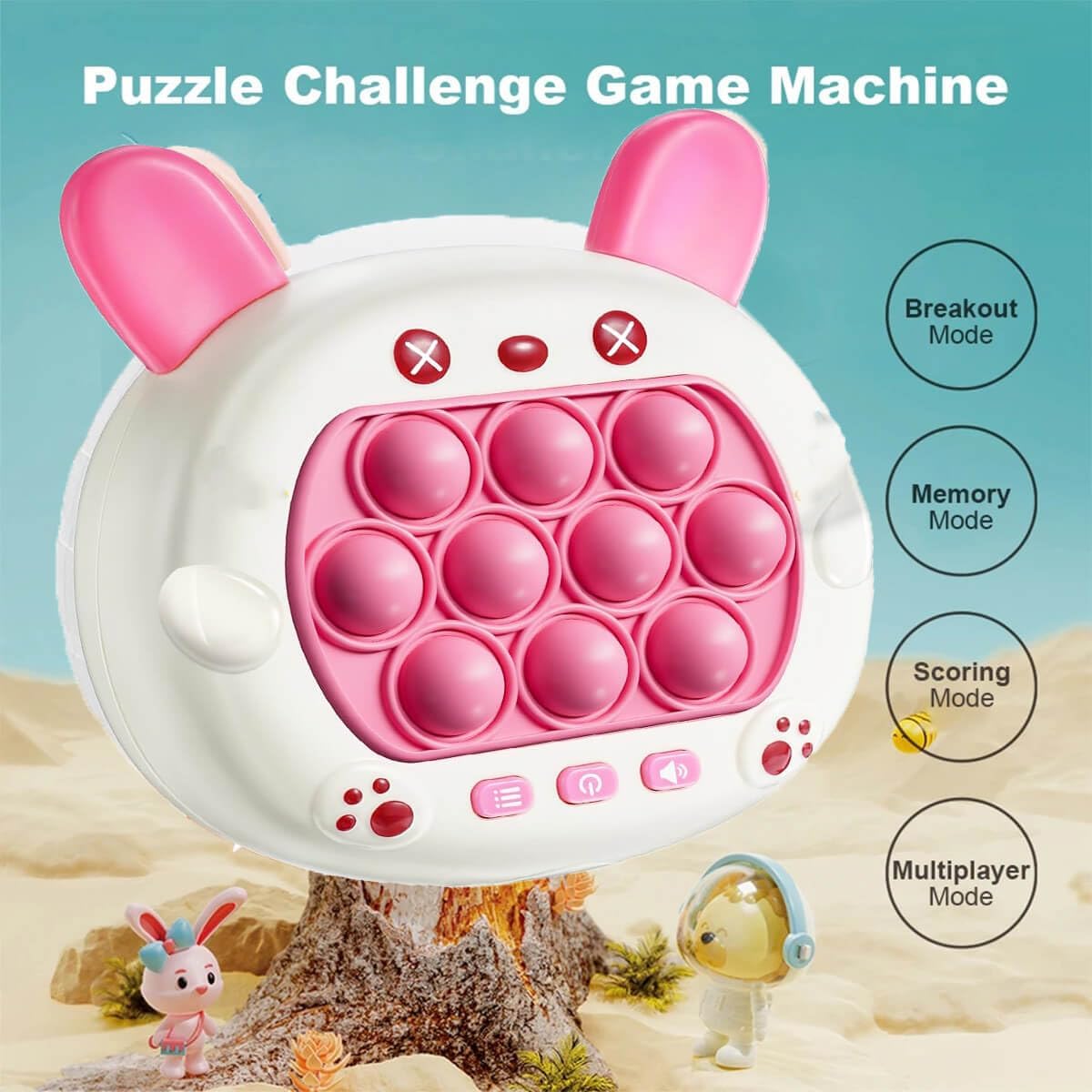 Quick Push Game Console,Pop Fidget Toys ,A Toy Game Machine That Exercises Reaction Ability and Improves Concentration | Gift Idea for Kids & Teens Boys & Girls(Pink Rabbit)