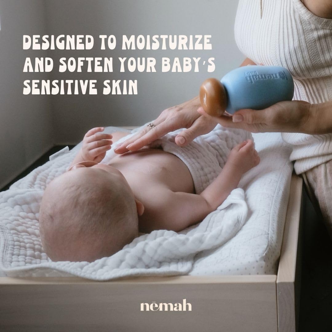 Nemah - Soothing Baby Lotion - Organic Baby Lotion for Sensitive Skin with Actismart Chamomile, Jojoba Oil, & Activera Aloe Vera - Vegan & Cruelty-Free - 9.8 fl. oz.