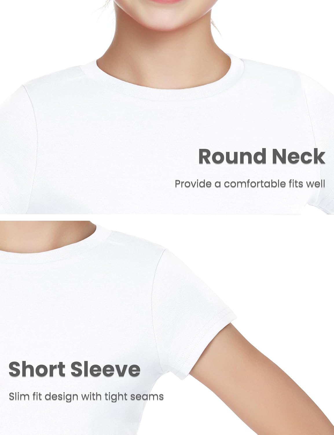 Auranso Girls Crop Tops Summer Short Sleeve Round Neck T Shirts Basic Tee for Kids