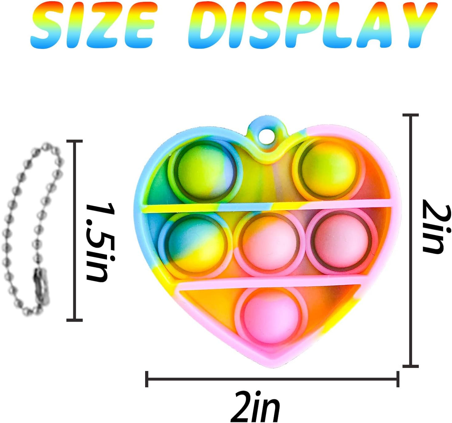 Valentine's Day Gifts for Kids Heart Mini Pop Push it Fidget Toy Keychain for Kids Adults, Party Favors Mini Pop Push it Bubble Fidget Sensory Toys Office Desk Toy（60pcs
