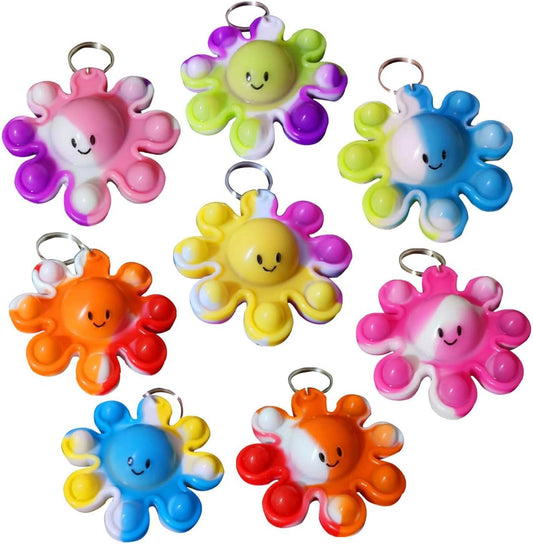 12 Packs Bulk octopus Fidget Bubble Mini Pop Keychain Fidget for Teens and Kids,Birthday Party Favors Supplies Summer Student Prizes Gifts