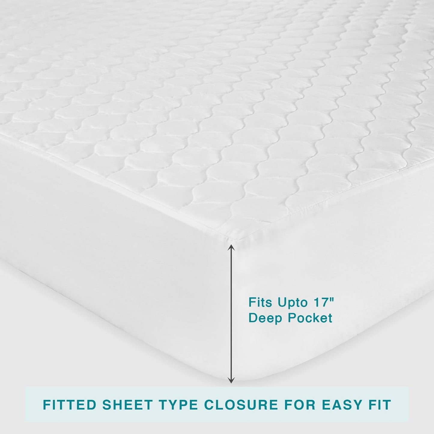 FABDREAMS Organic Quilted Mattress Protector | Mattress Pad| Queen Mattress Cover| Naturally Breathable | Noiseless| Fits up to 17" Deep Pocket| Temperature Regulating | Queen | White