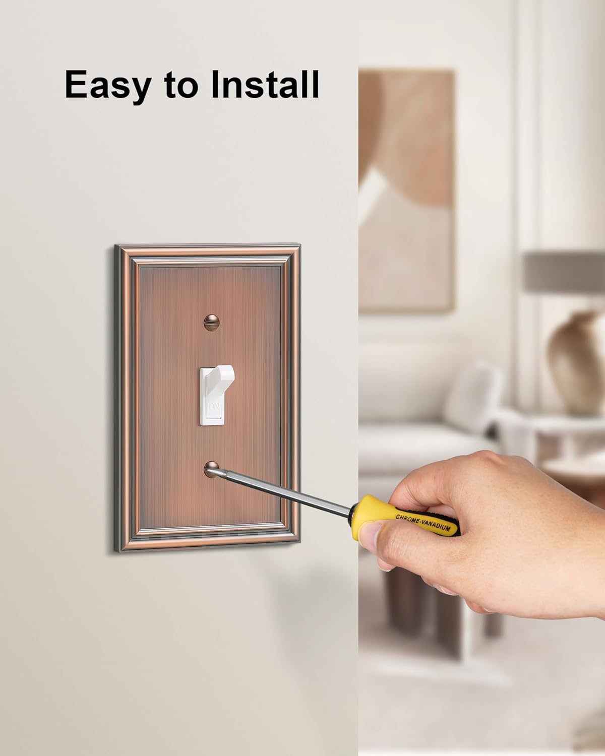 4-Pack Single Toggle Light Switch Cover Plate, Durable Solid Zinc Alloy Decorative Switch Plate Covers, Antique Copper 1 Gang Wall Plate, Corrosion Resistant